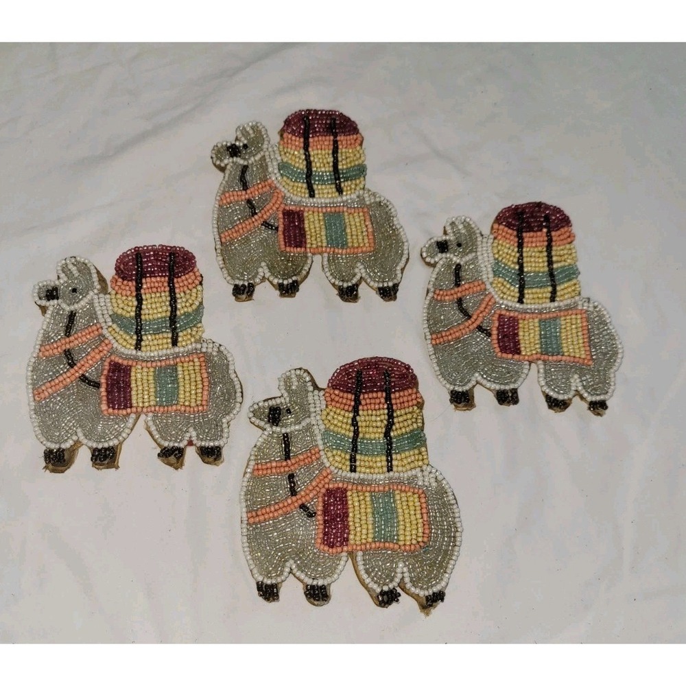 Petal & Co Colorful Beaded Llama Coasters Set of 4